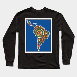 LATIN SOUTH AMERICA DECORATED MAP - full colour Long Sleeve T-Shirt